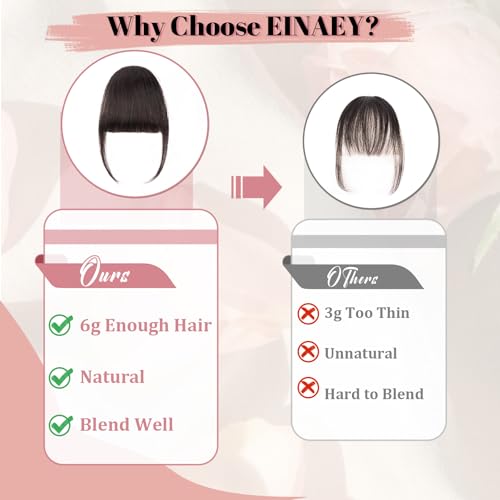 Bangs Hair Clip - Brown Black Clip in Bangs Real Human Hair, Fake Bangs Clip on Bangs for Women Fringe with Temples Wispy Bangs Hair Extensions for Daily Wear