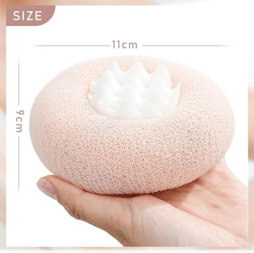 Super Soft Sunflower Suction Cup Bath Ball, 2025 New 2-in-1 Sunflower Bathing Ball with Finger Rings, Exfoliating Bath Sponge Cleaning Brush, Shower Loofah Sponge for Women & Men (Purple+Green)