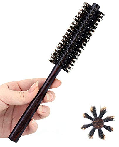 PERFEHAIR Small Round Hair Brush for Thin or Short Hair, Mini Round Boar Bristle Beard Brush for Men & Women