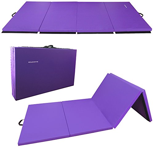 BalanceFrom All Purpose 4'x10'x2" Extra Thick High Density Anti Tear Gymnastics Gym Folding Exercise Aerobics Mats, Purple