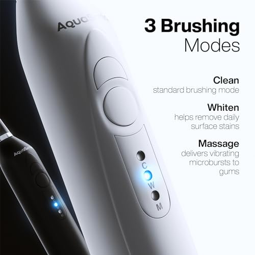 Aquasonic Duo - Dual Handle Ultra Whitening 40,000 VPM Wireless Charging Electric ToothBrushes - 3 Modes with Smart Timers - 10 Dupont Brush Heads & 2 Travel Cases Included