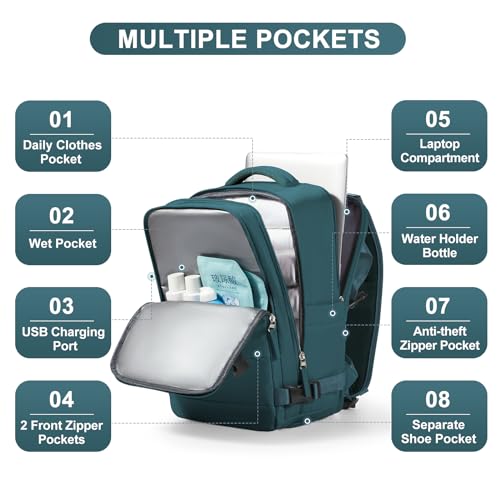 coofay Travel Backpack Carry on Flight Approved Mochila De Viaje Carry on Backpack for Airplanes Spirit Airlines Personal Item Bag 18x14x8 Inches Travel Bag Traveling Backpack for Women Men