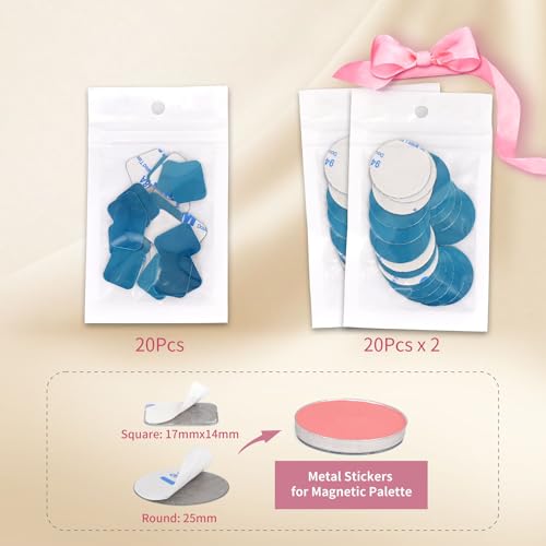 Magnetic Makeup Palette with Frosted Clear Top, 3Pack Empty Eyeshadow Dispensing Storage Box with 60Pcs Adhesive Metal Stickers for DIY Cosmetics Blush Powder-6.69"X4.41"Palette