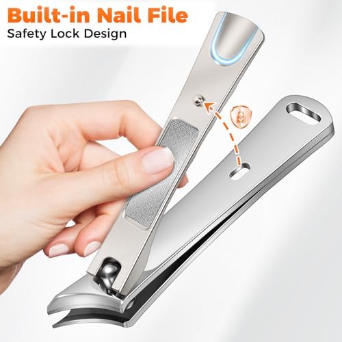 Heavy Duty Slanted Nail Clippers for Thick Nails - Wide Opening, Ultra Sharp Ingrown Toenail Clippers for Seniors