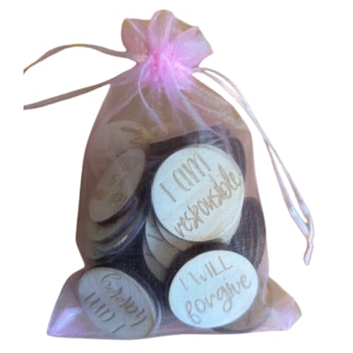 Affirmation Wooden Tokens, Set of 50 Engraved Positive Reminders, Natural Baltic Birch Wood, Ideal for Mother's Day, Christmas, Birthday Gifts