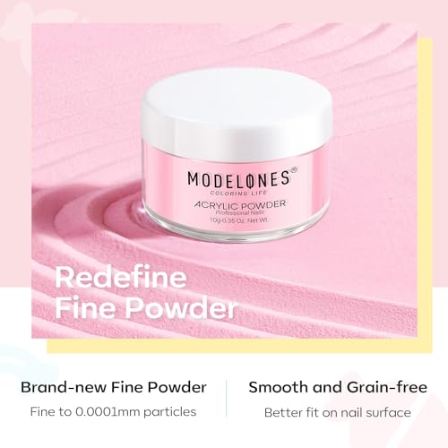 Modelones Pink Acrylic Powder Kit - 6 Colors Pastel Yellow Blue Purple Macaron Spring Cover Powder for Nail Art Extension - No Lamp Needed (A3-PearlyMint Frost)