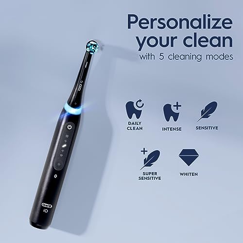Oral-B iO Series 5 Ultimate White Rechargeable Electric Toothbrush with Visible Pressure Sensor, 2 Minute Timer, 5 Cleaning Settings, 1 Replacement Toothbrush Heads, and Travel Case, White