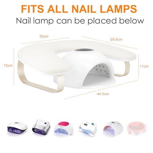 Arm Rest for Nails Tech Upgraded 10° Inclined, U-Shaped Manicure Nail Arm Rest Stand, Nail Armrest for Nail Tech Hand Rests with Aluminum Alloy Holder Non-Slip