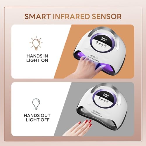 300W Nail Lamp Gel Nail Lamp Nail Dryer UV Lamps with 72 Led Beads for Gel Nails, LED Nail Lamp with Automatic Sensor / 4 Timer Setting, Home and Salon