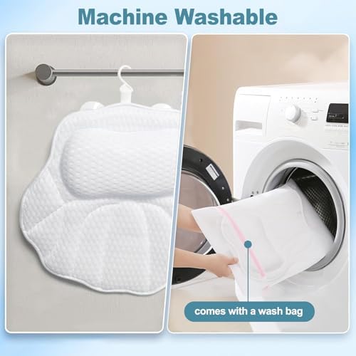 Bath Pillows for Tub, Tub Pillow for Bathtub for Head, Neck and Back Support, 4D Mesh Fabric Bath Tub Pillow, Ergonomic Bath Pillow Luxury Bathtub Pillow for Head and Neck, Spa Rest Accessories