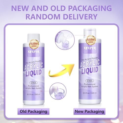 Monomer Acrylic Nail Liquid 8.12fl.oz with 3 Size Acrylic Brushes for Acrylic Powder, MMA-Free Non-Yellowing EMA Monomer Liquid for Acrylic Nail Extension & Carving, DIY Home & Nail Salon Use