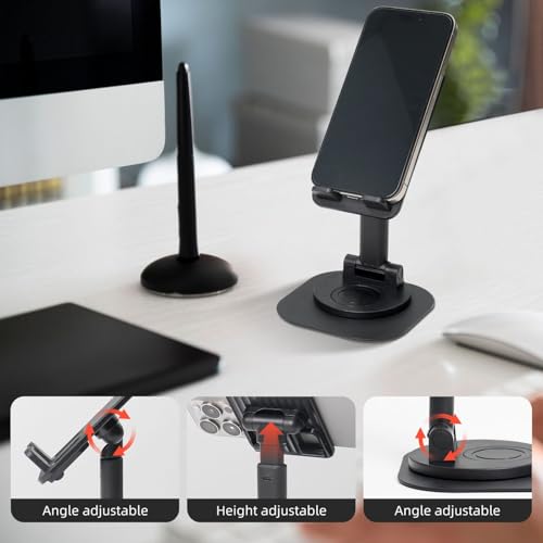 Romantic Life Cell Phone Stand 360° Adjustable Desktop Phone Holder Cradle Compatible With Most Mobile Phones Black