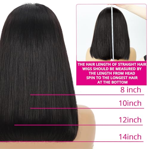 AISI Headband Wigs Human Hair Bob Headband Wigs for Black Women Easy Put On and Go Glueless Wig Short Straight Wigs Machine Made 150% Density No Lace Wig Natural Color(10 Inch)
