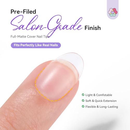 SAVILAND Advanced Gel Nail Kit Almond: 15 Sizes Extra Short Almond Nail Tips with Nail Drill & U V Lamp 500 Pcs Salon Grade Full Matte Nail Tips 30-Day Long Lasting Home DIY Beginner