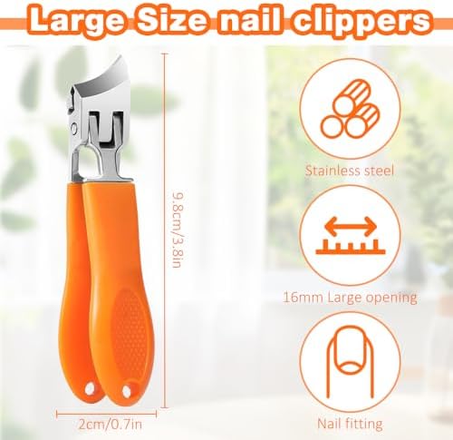 Wide Jaw Opening Anti-Splash Slanted Nail Clipper, 2025 New Fingernail and Toenail Clippers for Ingrown Nails, Long Handle Splashproof Nail Clippers, Wide Mouth Toe Nail Clippers (Black, 1PC)