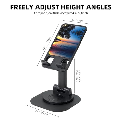 Evening Sunset On The Beach Cell Phone Stand 360° Adjustable Desktop Phone Holder Cradle Compatible With Most Mobile Phones Black
