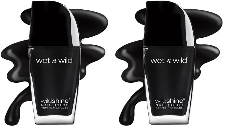 wet n wild Wild Shine Nail Polish, Black Crème, Nail Color (Pack of 2)