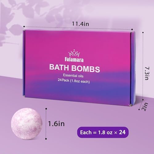 Bath Bombs Gift Set - 24 Pcs Handmade, Natural & Organic Essential Oil Bubble Bath for Women and Girls