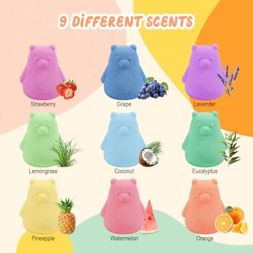 9 PCS XXL Polar Bear Natural Bath Bombs for Kids with Surprise Toys Inside, Bubble Bath Fizzy Balls Gift Kit for Girls Boys Children's Day Birthday Christmas Halloween