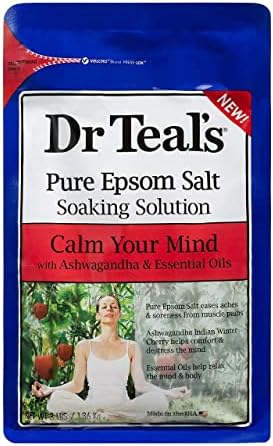 Teal's Pure Epsom Salt Soak, Calm Your Mind Ashwagandha, 3 Lbs (Pack of 2) Product package may vary