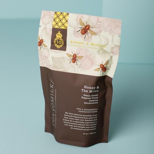 TokyoMilk Honey & The Moon Salt Soak, 10oz., 283 g – Honey, Sugared Violet, Jasmine, Sandalwood – Bathtub Accessories, Bath Salts for Women, Bath Products, Scented Luxury Bath Salts