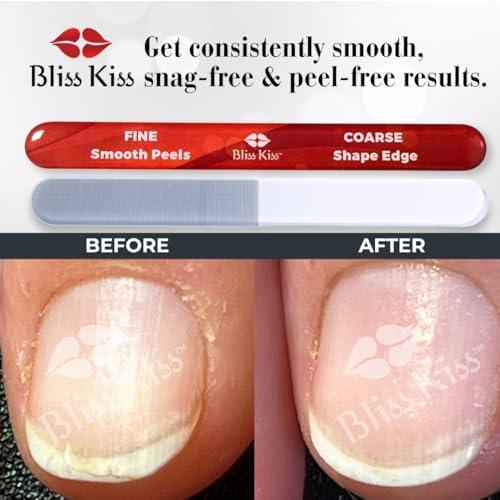 Bliss Kiss Nano Glass Nail Files & Buffer for Weak, Brittle, Peeling Nails for Women for Natural Nails with Case