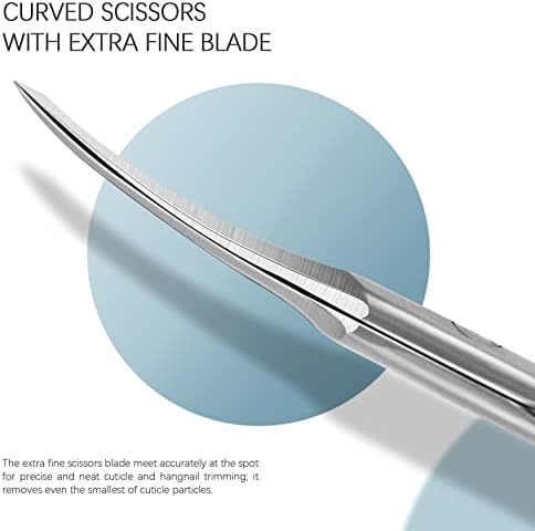 BEZOX Extra Fine Curved Cuticle Scissors, Super Thin Nail Scissors for Cutical Care Only, Professional Manicure Small Scissors, Stainless Steel CuticleTrimmer, 1 pcs