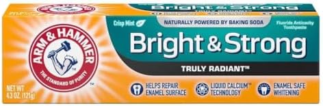ARM & HAMMER Truly Radiant Whitening & Enamel Strengthening Fluoride Toothpaste, Fresh Mint, 4.3 oz (Pack of 5)
