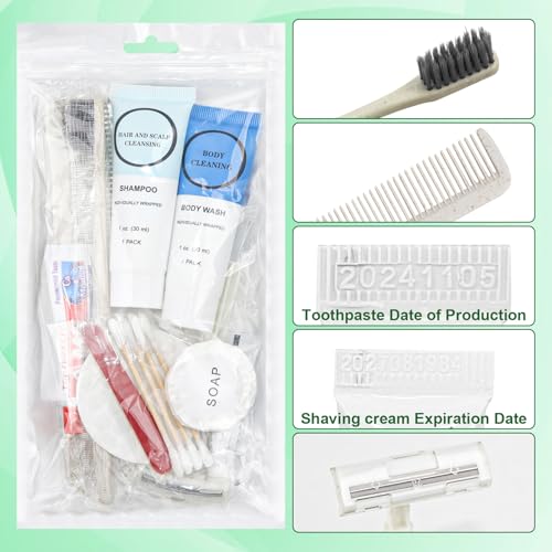 Toiletry Kits Homeless Personal Hygiene Care Package Kits Supplies In Bulk, Disposable Travel Size Essential Women Men Toiletries Set for Hotel,Charity,Camping,Travel (7.1 Inch, 20, Count)