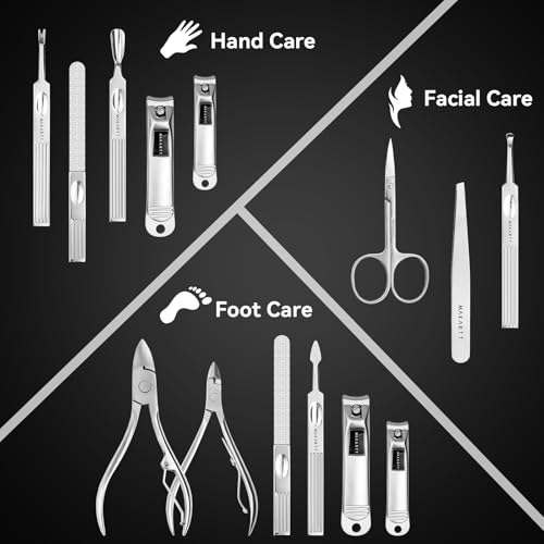 Makartt Manicure Kit: Professional Nail Care Clippers Set - 11 pcs Stainless Steel Tavel Women Men Fingernail Grooming Tool with Portable Brown Leather Case
