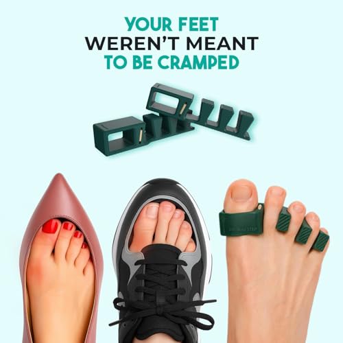APEX Adjustable Toe Separators - Over 50% Thicker & More Durable - Doctor Recommended - Stretches to Fit - 4 Pack Adjustable Bundle (1 Pair Size S/M & 1 Pair Size Large) (Green)