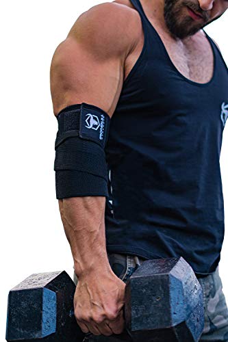 Elbow Wraps for Weightlifting (1 Pair) - 50" Elastic Elbow Braces for Weight Lifting - Elbow Support for Bench Press, Powerlifting, Fitness, & Gym Workout - Gym Elbow Straps Weightlifting (Black)