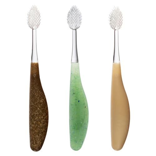 RADIUS Toothbrush Source Floss Brush BPA Free & ADA Accepted Improve Gum Health & Reduce Gum Issues - Soft - Hemp/Soda Pop Ecogrind/Starch- Pack of 3