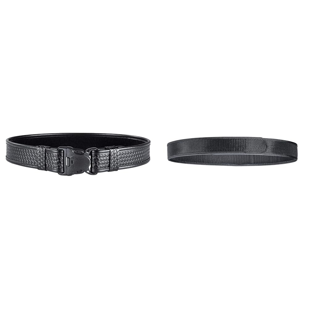 Bianchi 7980 Duty Belt with Tri-Release Buckle, Fits 2 inch Belt Loop, Basket Weave or Plain Black, 34-40 & 7205 Liner Belt, Fits 1.5" Belt Loop 34-40 Black (1016364)
