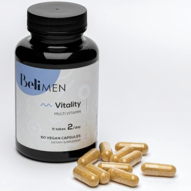 Beli Men Prenatal Multivitamin Preconception Fertility Support, Enhanced Sperm Health, Sperm Count & Motility, Testosterone, 60 Capsules with Vitamin E, B6, B12, Zinc, Folate & CoQ10, 30-Day Supply