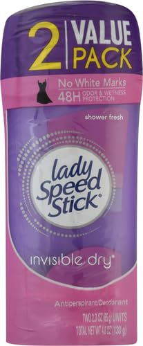 Lady Speed Stick Invisible Dry Antiperspirant Deodorant, Shower Fresh, 2.3oz Twin Pack