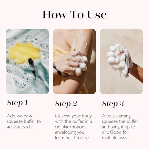 Spongellé He'e Berry Hawaiian Buffer | Body Wash Infused Sponge with Awapuhi & Kukui Nut Oil | Exfoliates & Hydrates | 14+ Uses