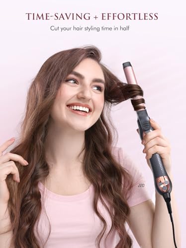 Automatic Rotating Curling Iron 1-inch: LANDOT Easy-to-Use Self Spinning Ceramic Curling Wand for Salon-Worthy Curls & Waves - Quick Heat & Adjustable Temp for All Hair Types