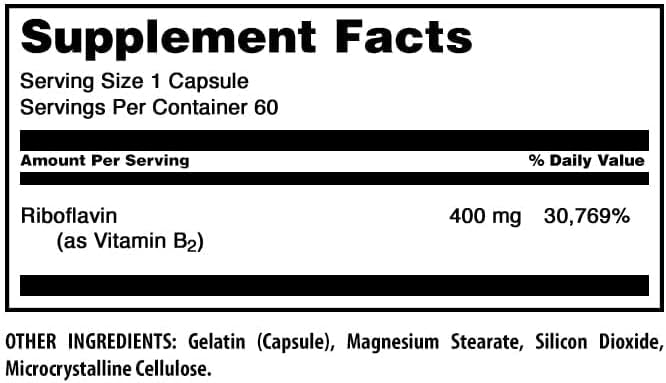 Amazing Formulas Riboflavin 400 mg Capsules | Vitamin B2 Supplement | Non-GMO | Gluten Free | Made in USA (3 Pack | 60 Count)