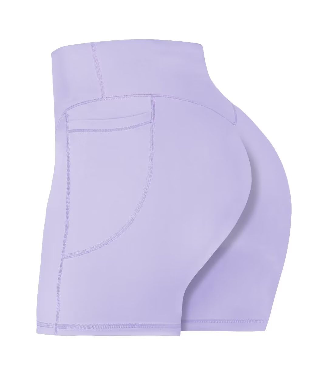 Sunzel No Front Seam Biker Shorts for Women with Pockets, Yoga Workout Gym Bike Shorts with Tummy Control 5" Lilac X-Small