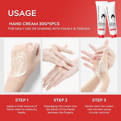 𝑲𝒐𝒋𝒊𝒄 𝑨𝒄𝒊𝒅 Hand Cream, 𝑲𝒐𝒋𝒊𝒄 𝑨𝒄𝒊𝒅 Hands Cream for Women & Girls Dry Cracked Hands Hyaluronic Acid Tender Cream 30g Pack of 5