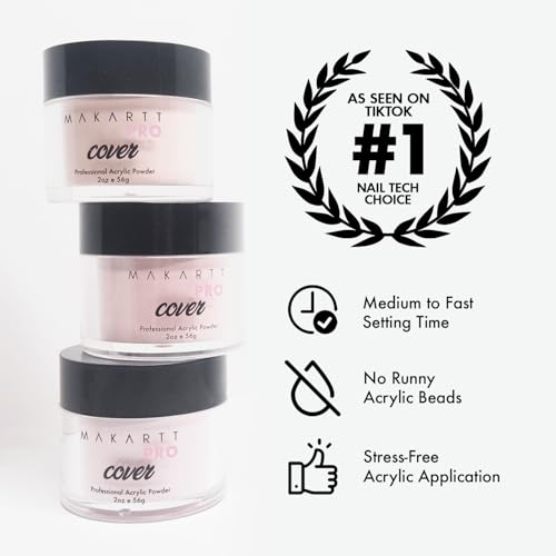 Cool Tone Acrylic Powder Collection - Essential Nude and Pink Cover Powder - Smooth Application - Professional Quality for Nail Technicians - Beginner Friendly - 8-Piece Set with 2oz/56g