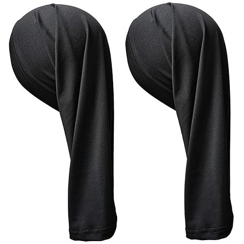 2PCS Dreadlocks Tube Socks Unisex Spandex Stocking Shower Cap for Long Dreads Braids Twist Open End Jumbo Hair Bonnet Covers, Black