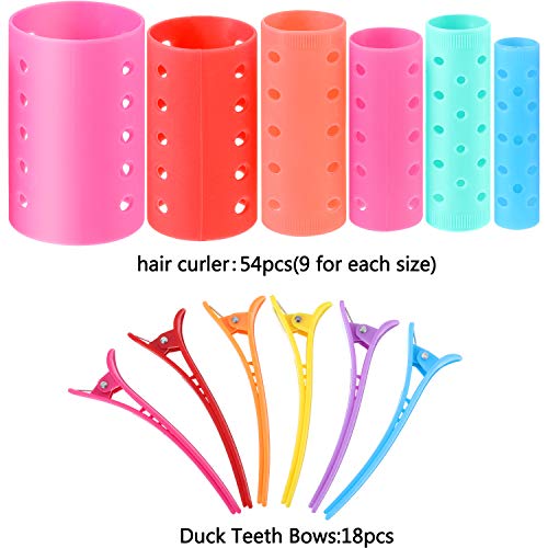 54-Piece Multicolor Magnetic Rollers Set with Hair Rollers, Duck Teeth Bows, and Hair Clips - Hairdressing Curlers Tools for Men, Kids, and Women