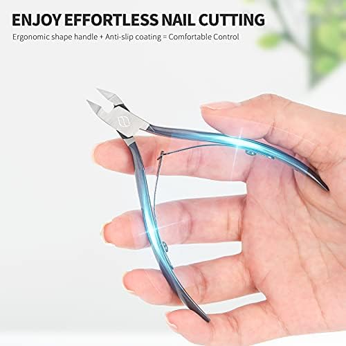 FERYES Toenail Clipper Straight Blade for Ingrown and Thick Nails - Stainless Steel and Sharp Pointed Tip Ingrown Nail Clipper – Wide Jaw Toe Nail Cutter Podiatry Tool Dark Gray
