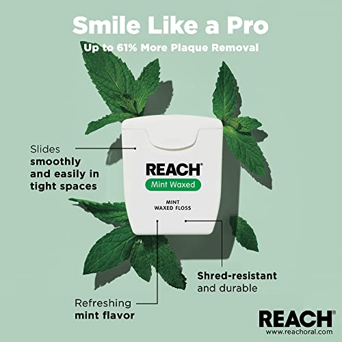 REACH Mint Waxed Floss 200 Yards 7200 Inch (Pack of 4)