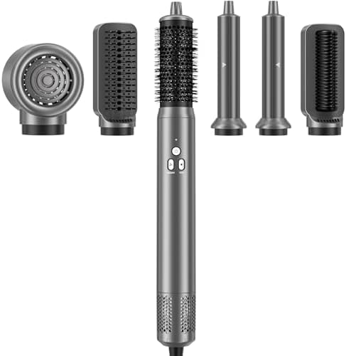 AOMEES Professional Hot Air Styler & Drying System, 6 in 1 Powerful Hair Dryer Brush • Styling Without Heat Damage, with Air Curler, Hair Dryer, Volumizer Brush, Hair Straightener Brush, Smooth Comb