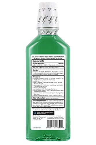 Amazon Basics Anticavity Fluoride Rinse, Alcohol-Free, Mint, 18 ounce (Pack of 4)