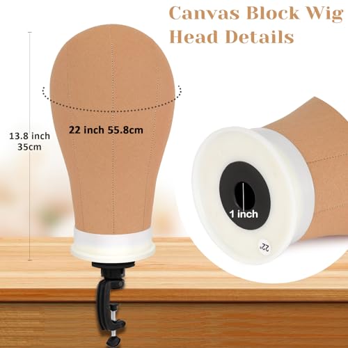 Beauty Star [ 63inch Tall ] Wig Stand Tripod with 22 inch Canvas Mannequin Head, Block Wig Head Holder Set Included Wig Caps for Multiple Wigs, Perfect Wig Making kit