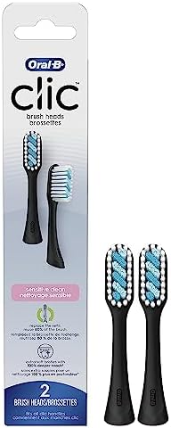 Oral-B Clic Toothbrush Sensitive Clean Replacement Brush Heads, Black, 2 Count (Pack of 3)